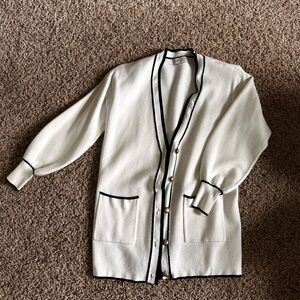 APRICOT Ivory Knit Top with Black Trim